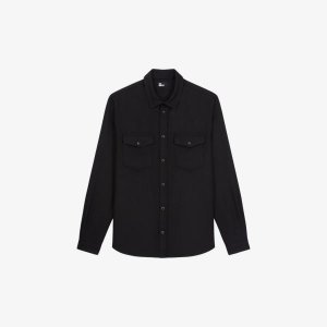 Рубашка из эластичной ткани с накладными карманами и длинными рукавами , черный The Kooples