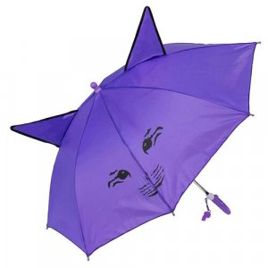 Зонт-трость мини, детский, с ушками (фиолетовый) Baziator