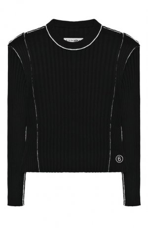 Хлопковый пуловер MM6. Цвет: чёрный