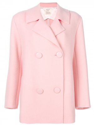 Двубортное пальто Maison Rabih Kayrouz. Цвет: розовый