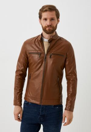 Куртка кожаная RNT23. Цвет: коричневый