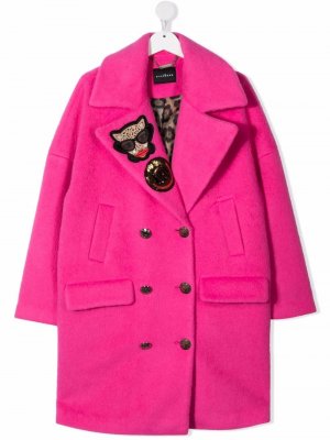 Двубортное пальто с логотипом John Richmond Junior. Цвет: розовый