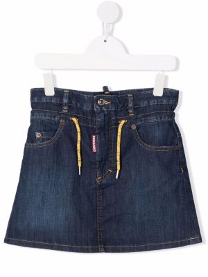 Джинсовая юбка мини с кулиской Dsquared2 Kids. Цвет: синий