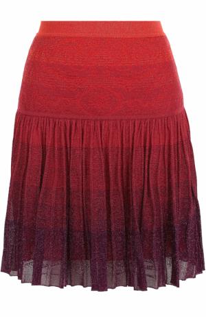 Мини-юбка с металлизированным волокном Roberto Cavalli. Цвет: красный