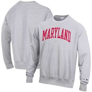 Мужской серый пуловер с принтом Maryland Terrapins Arch обратного переплетения Champion