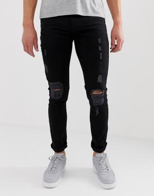 Черные рваные джинсы Bolongaro Trevor. Цвет: черный