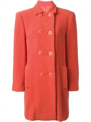 Двубортное пальто Stephen Sprouse Vintage. Цвет: жёлтый и оранжевый