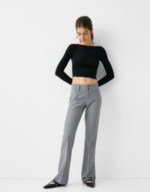 Расклешенные элегантные брюки , серый Bershka