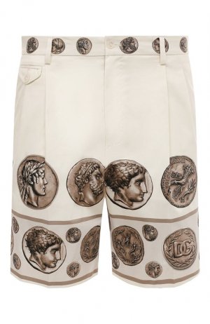 Хлопковые шорты Dolce & Gabbana. Цвет: кремовый