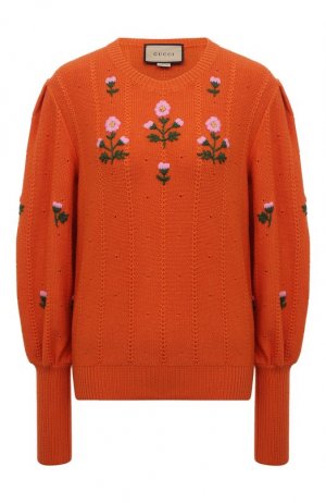 Пуловер из шерсти и хлопка Gucci. Цвет: оранжевый