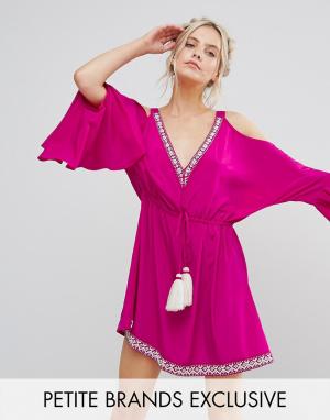Платье с декоративной отделкой и открытыми плечами -Розовый White Cove Petite