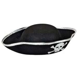 Шляпа Пирата (треуголка) с белой окантовкой СмеХторг. Цвет: черный