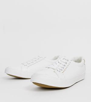 Белые кроссовки для широкой стопы с фигурной отделкой New Look-Белый Look Wide Fit