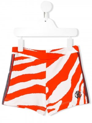 Трикотажные шорты с принтом Zebra Roberto Cavalli Junior. Цвет: красный