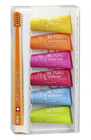 Набор зубных паст Be You «Шесть вкусов» + зубная щетка Kids (6х10ml) Curaprox. Цвет: бесцветный