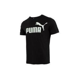 Logo Print Crew Neck Short Sleeve T-Shirt Unisex Tops Black 847182-01 Puma