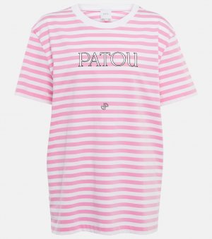 Хлопковая футболка в полоску с логотипом PATOU, розовый Patou