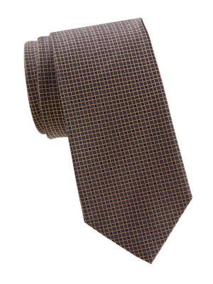 Шелковый галстук в клетку Graph , цвет Black White Brioni
