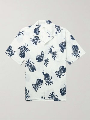 Рубашка с откидным воротником Palm Mc Pat из льна и хлопка принтом, белый Hartford