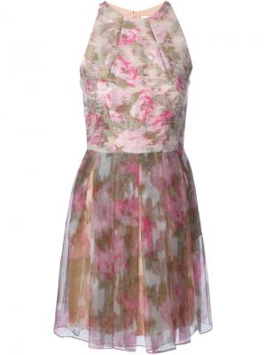 Расклешенное платье с цветочным принтом Matthew Williamson. Цвет: розовый и фиолетовый