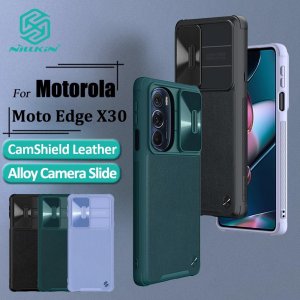 Обычный чехол для телефона Nillkin CamShield из искусственной кожи Motorola Edge X30, слайдер сплава камеры, противоударная задняя крышка