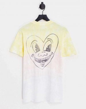 Разноцветная футболка Pride Capsule Keith Haring Heart с принтом на спине и тай-дай Abercrombie & Fitch