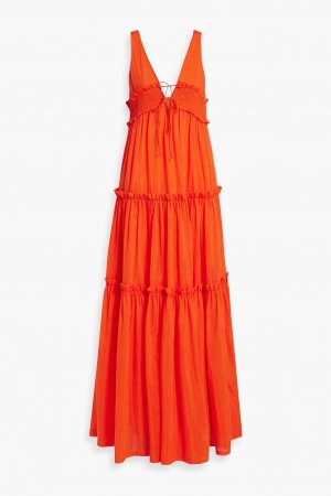 Платье макси из вуали Myla с присборками хлопка и шелка NICHOLAS, оранжевый Nicholas
