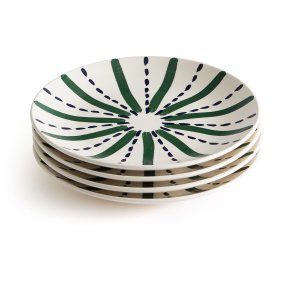 Комплект из четырех тарелок плоских LaRedoute. Цвет: зеленый