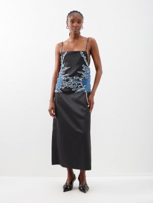 Атласное платье-комбинация с джинсовой отделкой , черный Y/Project