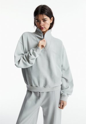 Толстовка QUARTER-ZIP PULL&BEAR, цвет light grey Pull&Bear