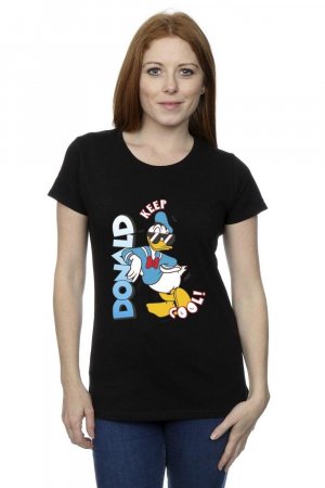 Прохладная хлопковая футболка с Дональдом Даком , черный Disney