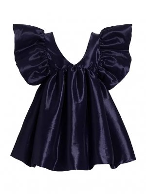 Атласное мини-платье Adri с развевающимися рукавами , темно-синий Kika Vargas