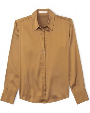 Рубашка Long Sleeve Satin Overshirt, цвет Golden Abercrombie & Fitch