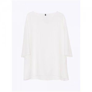 Блузка oversize с удлиненной спинкой B2600/rize Белый 46 Emka Fashion. Цвет: белый