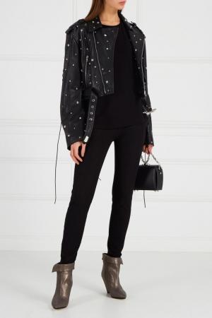 Кожаная куртка с заклепками Maison Bohemique. Цвет: черный