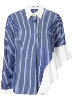 Ruffled detail striped shirt Sandy Liang. Цвет: синий
