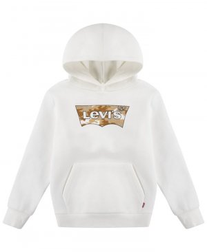 Флисовый пуловер с капюшоном и логотипом Little Boys Levi's, белый Levi's