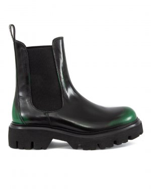 Кожаные ботинки челси MSGM. Цвет: черный+зеленый