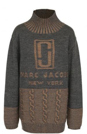 Шерстяной свитер с логотипом бренда Marc Jacobs. Цвет: серо-бежевый