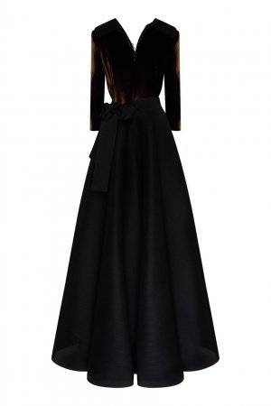 Длинное платье из фактурной ткани Igor Gulyaev. Цвет: коричневый