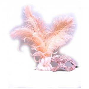 Венецианская розовая маска с перьями (9281) Giacometti