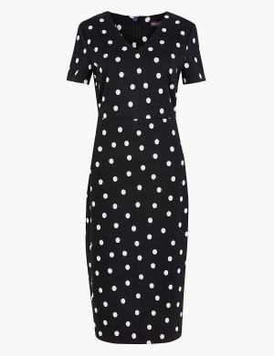 Облегающее платье-бодикон в горошек, Marks&Spencer Marks & Spencer. Цвет: черный микс