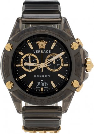 Черно-золотые активные часы со значком Versace
