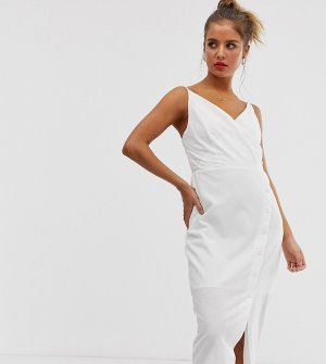 Асимметричное платье миди с запахом -Белый Urban Bliss