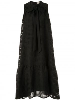 Расклешенное платье миди с завязками на воротнике Tu es mon Tresor. Цвет: черный