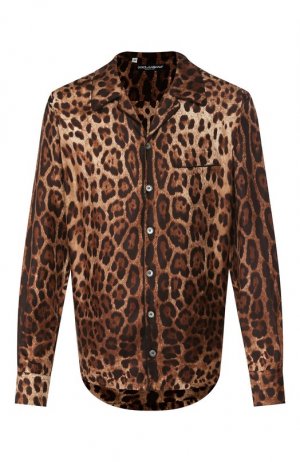 Шелкова сорочка Dolce & Gabbana. Цвет: коричневый