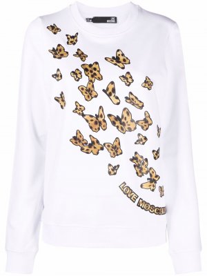 Butterfly-print T-shirt Love Moschino. Цвет: белый