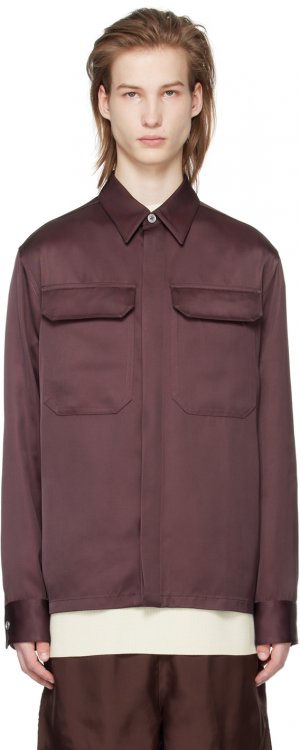 Пурпурная рубашка с карманами и клапанами Jil Sander