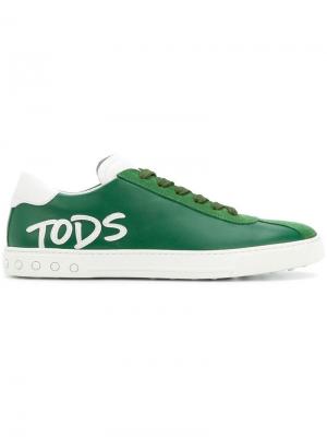 Кеды со шнуровкой и аппликациями-логотипами Tod's. Цвет: зелёный