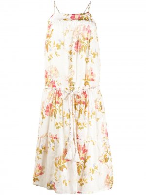Платье миди с цветочным принтом Semicouture. Цвет: нейтральные цвета